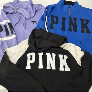 Lot of 3 Women Pink by Victoria's Secret Hoodie Sweatshirt Zip Hoodie size Large